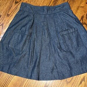 Kayce Hughes denim a-line pleated skirt with front pockets size 12 NWOT